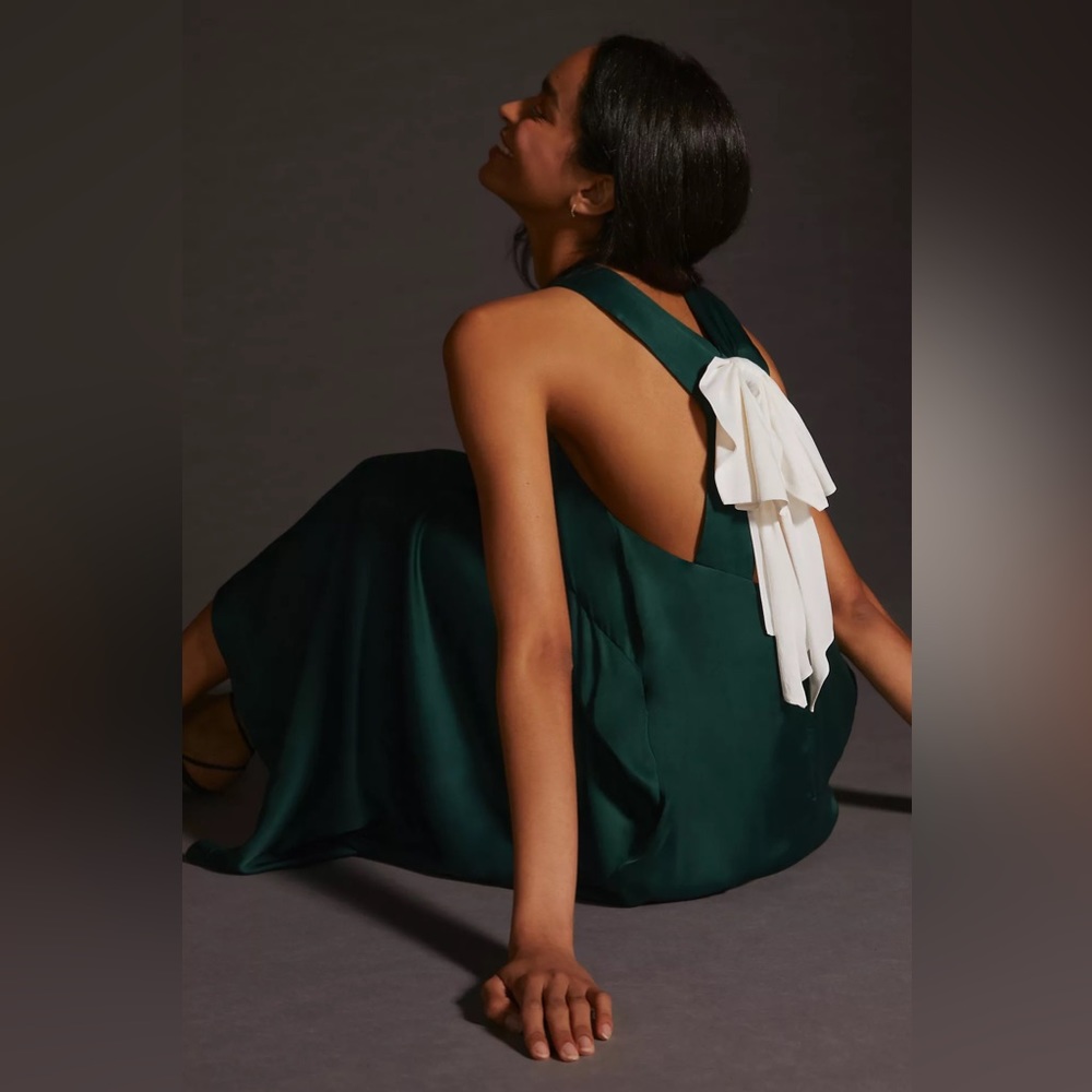 Maeve Bow-Back Halter-Neck Midi Dress